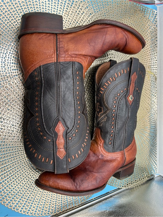 Texas Country men 10 hand tooled inlay cowboy boots main image 11